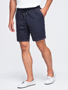 Ombre Clothing Muske viskozno-lanene kratke hlače REGULAR FIT sa prugama – tamno plave V2 OM-SRCS-0208 Ombre Clothing