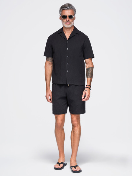 Ombre Clothing Muške pamucne kratke hlače sa strukturiranim uzorkom – crne V2 OM-SRCS-0209 Ombre Clothing