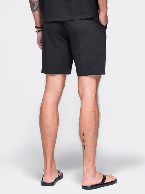 Ombre Clothing Muške pamucne kratke hlače sa strukturiranim uzorkom – crne V2 OM-SRCS-0209 Ombre Clothing