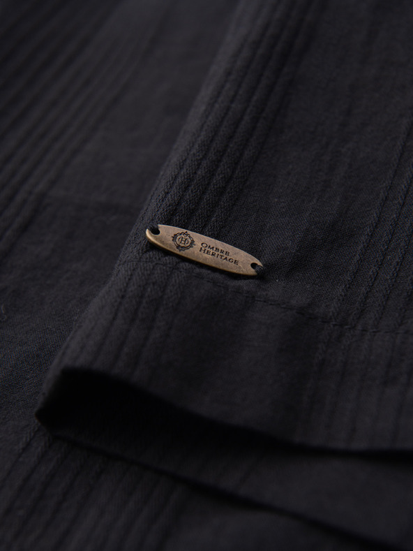 Ombre Clothing Muške pamucne kratke hlače sa strukturiranim uzorkom – crne V2 OM-SRCS-0209 Ombre Clothing