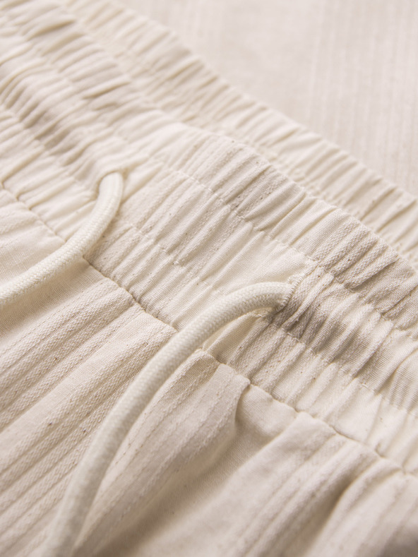 Ombre Clothing Muške strukturirane pamucne kratke hlače – krem V3 OM-SRCS-0209 Ombre Clothing