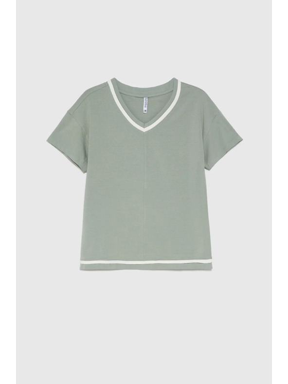 Moodo Maslinasta bluza s V-izrezom Moodo