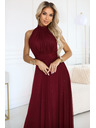 numoco VERONICA luksuzna duga haljina s brokadnim akcentom i elegantan kroj - boja vina