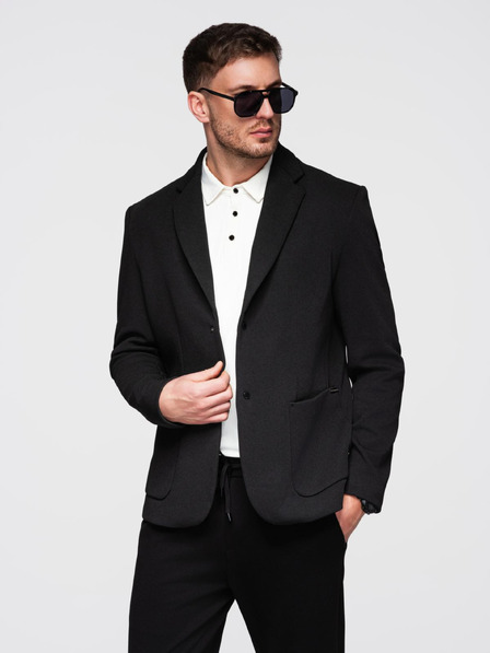 Ombre Clothing Muška jakna s visokim ovratnikom i kapuljačom crna Ombre odjeća