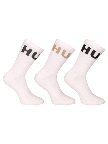 HUGO Set od tri - HUGO visoke čarape bijele