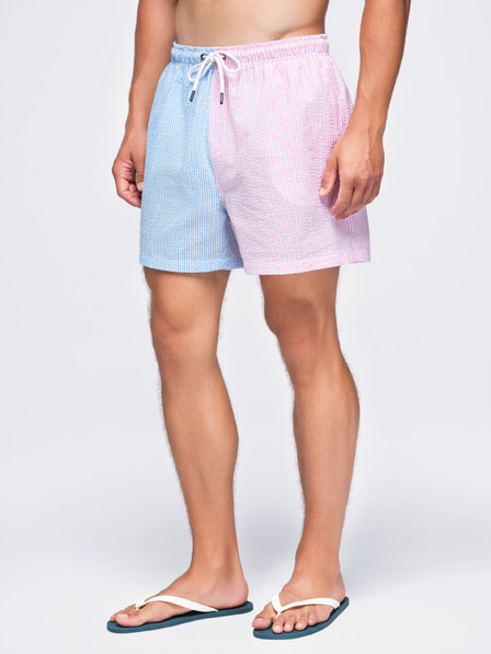Ombre Clothing Muške dvobojne kupaće gaće od teksturirane materijala – plavo-ružičaste V3 OM-SRSS-0215 Ombre Clothing