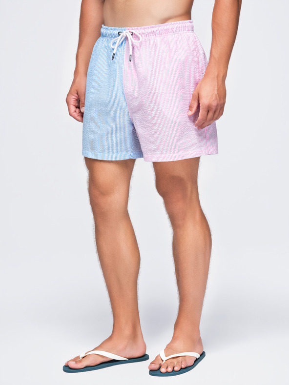 Ombre Clothing Muške dvobojne kupaće gaće od teksturirane materijala – plavo-ružičaste V3 OM-SRSS-0215 Ombre Clothing