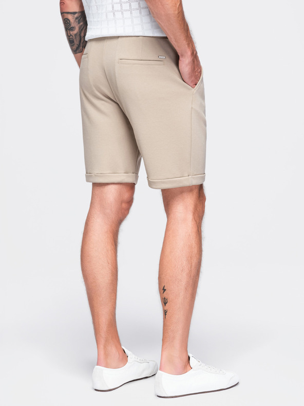Ombre Clothing Viskozne muške kratke hlače s elastičnom strukom – bež V3 OM-SRCS-0206 Ombre Clothing
