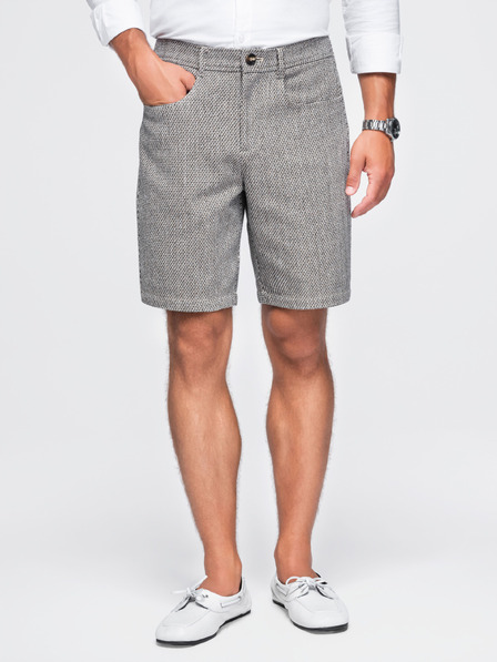 Ombre Clothing Muške strukturirane kratke hlače REGULAR FIT – smeđi melanž V1 OM-SRCS-0189 Ombre Clothing