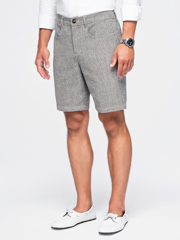Ombre Clothing Muške strukturirane kratke hlače REGULAR FIT – smeđi melanž V1 OM-SRCS-0189 Ombre Clothing