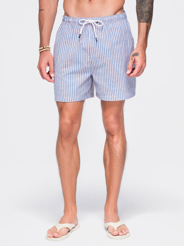 Ombre Clothing Muške kupaće gaće od teksturirane prugaste materijala – prigušene plave V3 OM-SRSS-0214 Ombre Clothing
