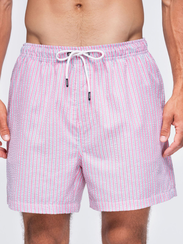 Ombre Clothing Muške kupaće gaće od teksturirane prugaste materijala – ružičaste V2 OM-SRSS-0214 Ombre Clothing