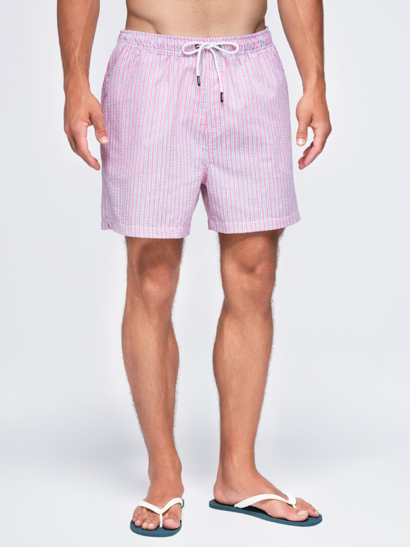Ombre Clothing Muške kupaće gaće od teksturirane prugaste materijala – ružičaste V2 OM-SRSS-0214 Ombre Clothing