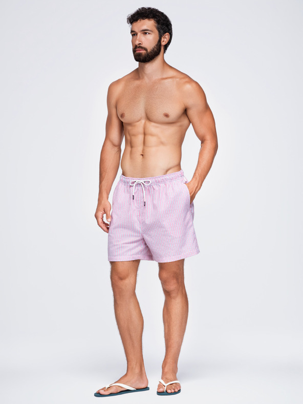 Ombre Clothing Muške kupaće gaće od teksturirane prugaste materijala – ružičaste V2 OM-SRSS-0214 Ombre Clothing