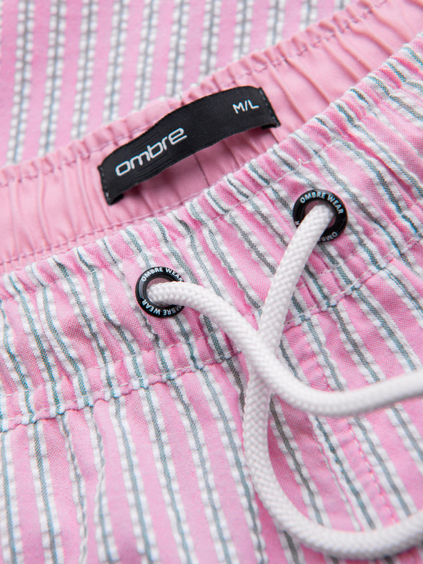 Ombre Clothing Muške kupaće gaće od teksturirane prugaste materijala – ružičaste V2 OM-SRSS-0214 Ombre Clothing