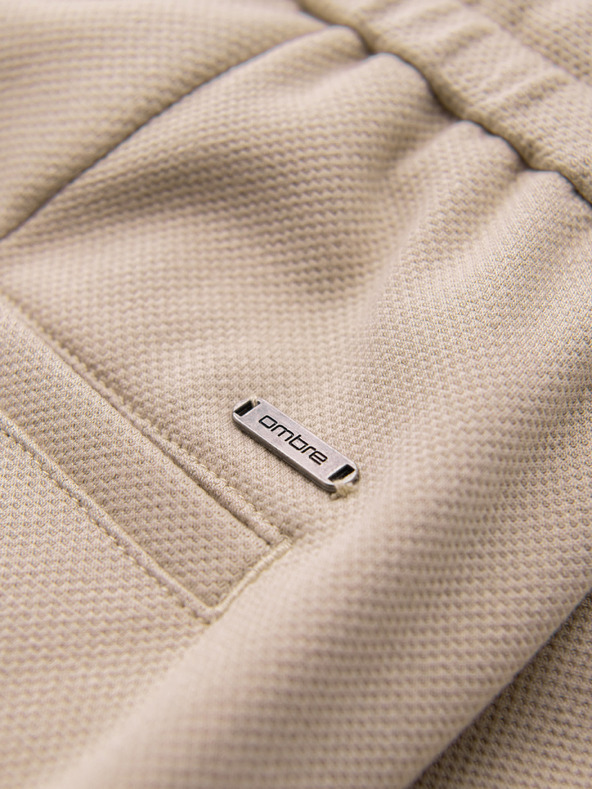Ombre Clothing Muške viskozne hlače tipa čino sa gumom u struku – bež V3 OM-PACP-0306 Ombre Clothing