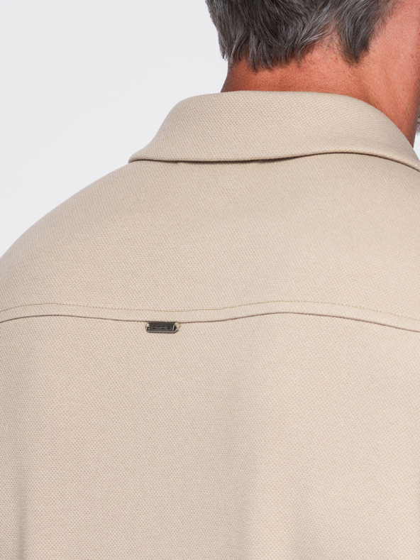 Ombre Clothing Muška košulja s kratkim rukavima i kubanskim ovratnikom – bež V3 OM-SHCS-0220 Ombre Clothing