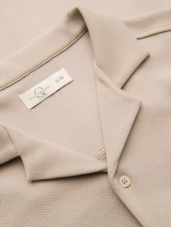 Ombre Clothing Muška košulja s kratkim rukavima i kubanskim ovratnikom – bež V3 OM-SHCS-0220 Ombre Clothing
