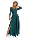 numoco Elegantna duga haljina s dekolteom od čipke - zelena Numoco AMBER