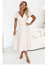 numoco Proširene midi haljine s omotavajućim izrezom i kratkim rukavima - bež