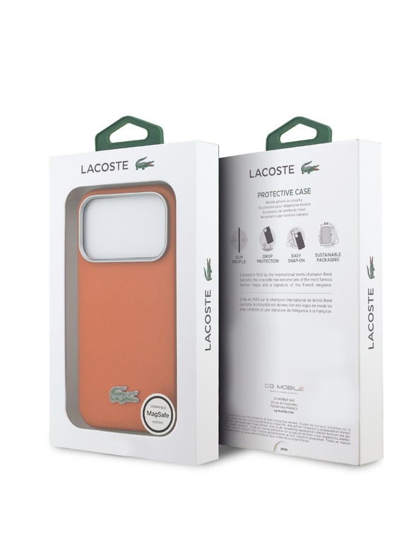 Lacoste Lacoste PVC Petit Pique Semi Wrap MagSafe Stražnji zaštitni poklopac za iPhone 17 Pro Max Orange