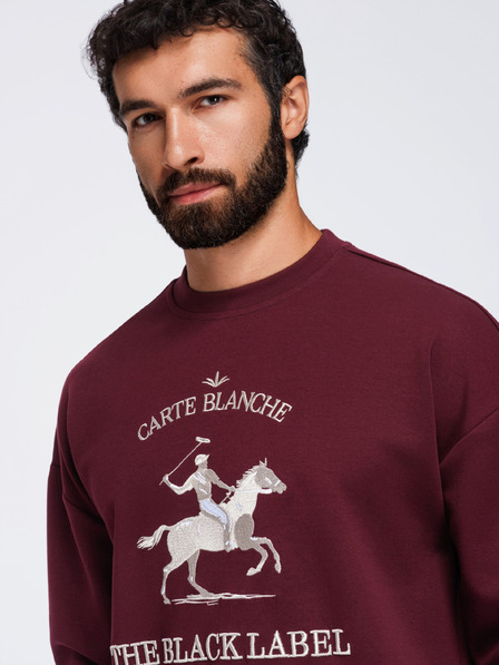 Ombre Clothing Muška dukserica s okruglim izrezom i vezom na prednjem dijelu – bordo V2 OM-SSNZ-0267 Ombre Clothing