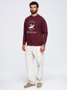 Ombre Clothing Muška dukserica s okruglim izrezom i vezom na prednjem dijelu – bordo V2 OM-SSNZ-0267 Ombre Clothing