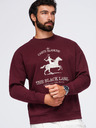 Ombre Clothing Muška dukserica s okruglim izrezom i vezom na prednjem dijelu – bordo V2 OM-SSNZ-0267 Ombre Clothing