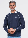 Ombre Clothing Muška dukserica s vezom i kontrastnim ovratnikom – tamno plava V1 OM-SSNZ-0269 Ombre Clothing