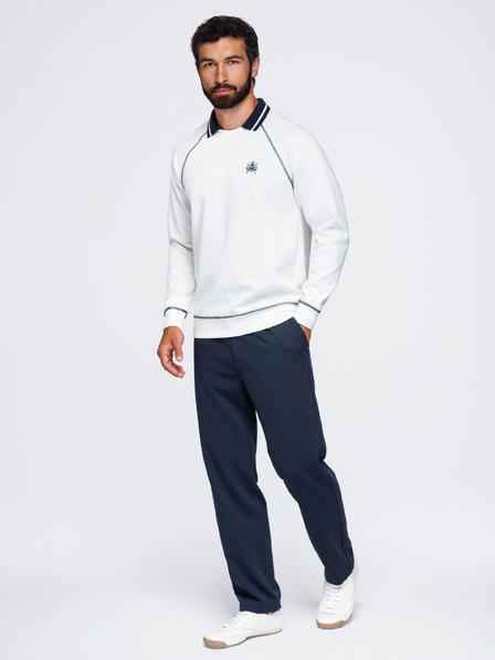 Ombre Clothing Muška dukserica s vezom i kontrastnim ovratnikom – tamno plava V1 OM-SSNZ-0269 Ombre Clothing