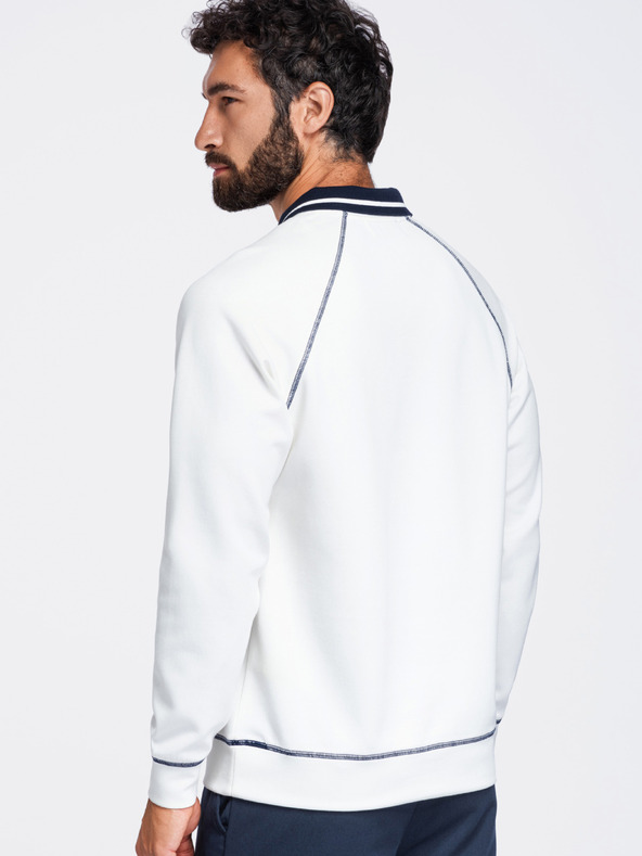 Ombre Clothing Muška dukserica s vezom i kontrastnim ovratnikom – tamno plava V1 OM-SSNZ-0269 Ombre Clothing