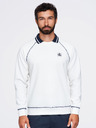 Ombre Clothing Muška dukserica s vezom i kontrastnim ovratnikom – tamno plava V1 OM-SSNZ-0269 Ombre Clothing
