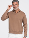 Ombre Clothing Muška dukserica bez zatvaranja s uvijenim ovratnikom – smeđa V2 OM-SSNZ-0262 Ombre Clothing
