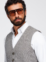 Ombre Clothing Muški strukturirani prsluk za odijelo – smeđa melanž V1 OM-BLZV-0155 Ombre Clothing