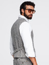 Ombre Clothing Muški strukturirani prsluk za odijelo – smeđa melanž V1 OM-BLZV-0155 Ombre Clothing