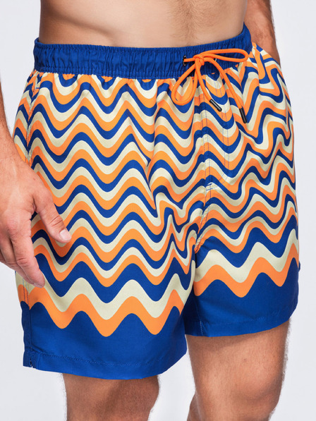 Ombre Clothing Muške kupaće gaće s motivom vodoravnih valova – narančasto-plave V1 OM-SRSS-0221 Ombre Clothing
