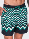 Ombre Clothing Muške kupaće gaće s motivom vodoravnih valova – zeleno-crne V2 OM-SRSS-0221 Ombre Clothing