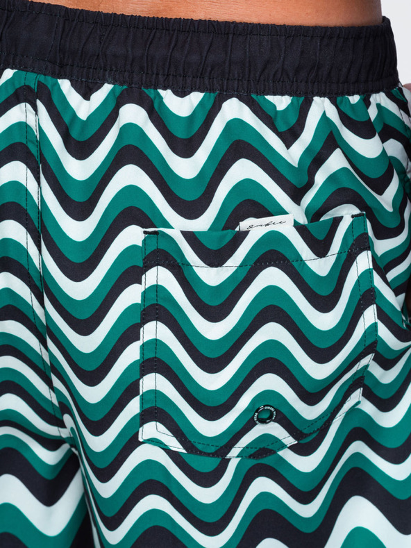 Ombre Clothing Muške kupaće gaće s motivom vodoravnih valova – zeleno-crne V2 OM-SRSS-0221 Ombre Clothing
