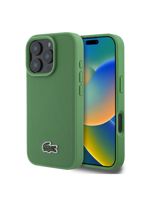 Lacoste Lacoste Iconic Petit Pique Woven Logo MagSafe Stražnja Zaštita za iPhone 16 Pro Green