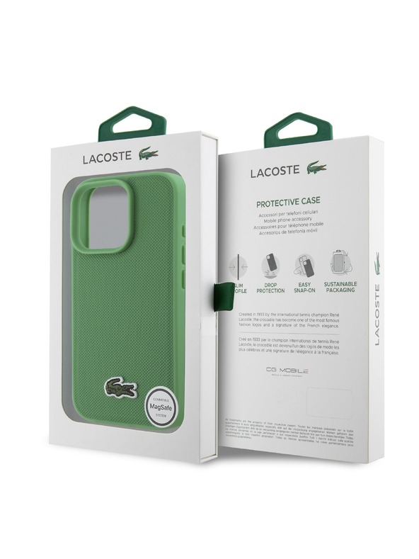 Lacoste Lacoste Iconic Petit Pique Woven Logo MagSafe Stražnja Zaštita za iPhone 16 Pro Green