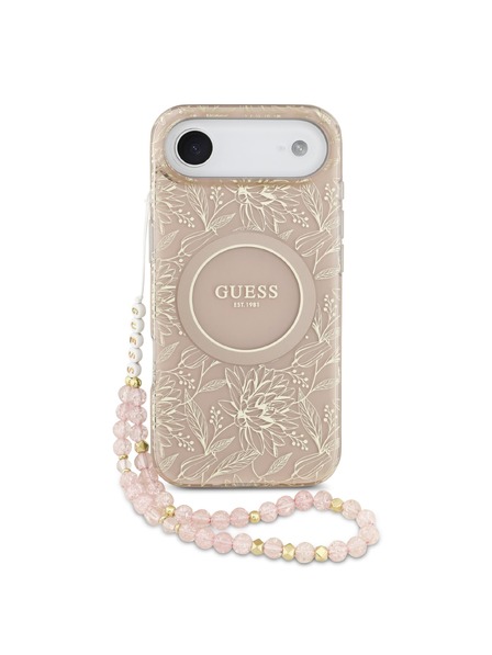 Guess Guess IML Flowers Allover Strap MagSafe Zadnja Zaštita za iPhone Air Pink
