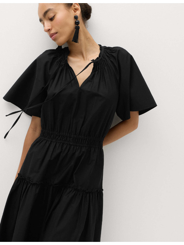 Marks & Spencer Midi haljina sa vezicama oko vrata i naglašenim strukom, od čiste pamuka Marks & Spencer crna