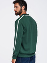 Ombre Clothing Muška majica s ovratnikom i V izrezom sa vezom na prsima – tamno zelena V3 OM-SSNZ-0268 Ombre Clothing