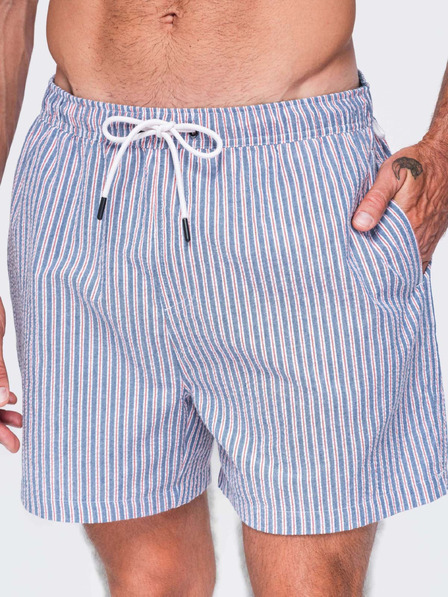 Ombre Clothing Muške kupaće gaće od teksturirane prugaste materijala – prigušene plave V3 OM-SRSS-0214 Ombre Clothing