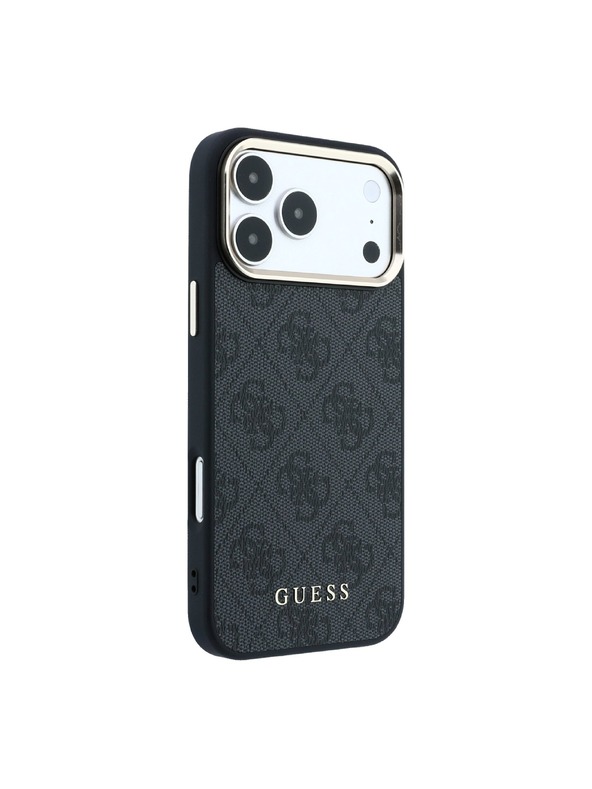 Guess Guess PU Leather 4G Gold Frame MagSafe Stražnji Štitnik za iPhone 18 Pro Crna