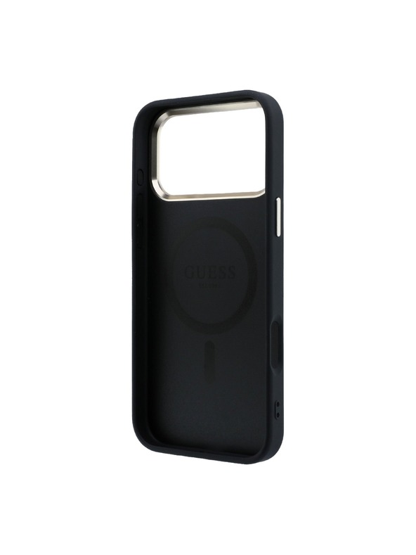 Guess Guess PU Leather 4G Gold Frame MagSafe Stražnji Štitnik za iPhone 18 Pro Crna