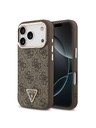 Guess Guess PU Leather 4G Strass Triangle Logo Gold Frame MagSafe Stražnji Štitnik za iPhone 18 Pro Smeđa