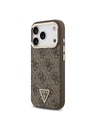 Guess Guess PU Leather 4G Strass Triangle Logo Gold Frame MagSafe Stražnji Štitnik za iPhone 18 Pro Smeđa