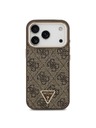 Guess Guess PU Leather 4G Strass Triangle Logo Gold Frame MagSafe Stražnji Štitnik za iPhone 18 Pro Smeđa