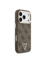 Guess Guess PU Leather 4G Strass Triangle Logo Gold Frame MagSafe Stražnji Štitnik za iPhone 18 Pro Smeđa